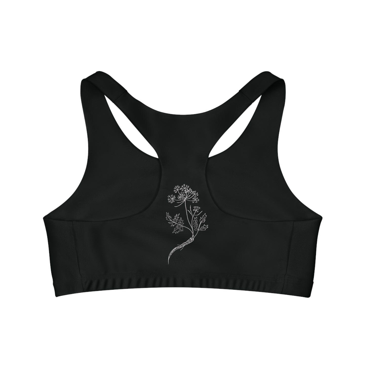 Sports Bra - Bless This Chest Seamless Bra with Protection Magic Hands and Parsley Flower Design by April Rosenberg and Risa Dickens