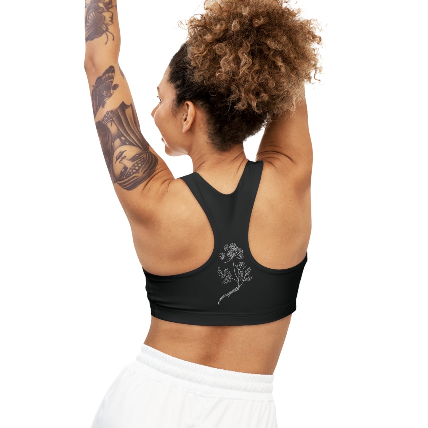 Sports Bra - Bless This Chest Seamless Bra with Protection Magic Hands in White